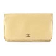 Beige Stoffen Portemonnee met Serienummer Chanel Vintage , Beige , Dam...