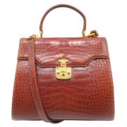 Pre-owned Leather handbags Gucci Vintage , Brown , Dames