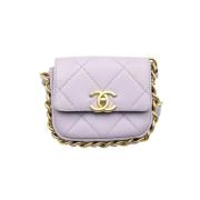 Tweedehands Lilla Leren Chanel Flap Tas Chanel Vintage , Purple , Dame...
