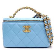 Blauwe Leren Vanity van Chanel Chanel Vintage , Blue , Dames
