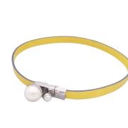 Pre-owned Leather necklaces Dior Vintage , Yellow , Dames