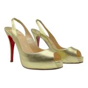 Pre-owned Fabric heels Christian Louboutin Pre-owned , Yellow , Dames