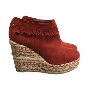 Pre-owned Suede boots Sergio Rossi Pre-owned , Red , Dames