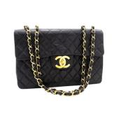 Tweedehands Tijdloos Zwart Leren Chanel Chanel Vintage , Black , Dames