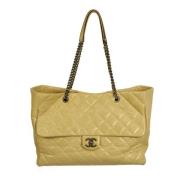 Authentieke Beige Leren Chanel Flap Tas Chanel Vintage , Beige , Dames