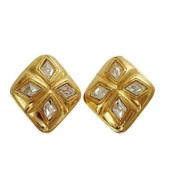 Pre-owned Metal earrings Chanel Vintage , Yellow , Dames