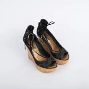 Pre-owned Canvas sandals Louis Vuitton Vintage , Black , Dames