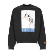 Zwarte Katoenen Sweatshirt met Vogelprint Heron Preston , Black , Here...