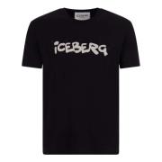 Zwarte T-shirts Iceberg , Black , Heren