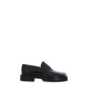 Zwarte Leren Loafers met Tabi Teen Maison Margiela , Black , Heren