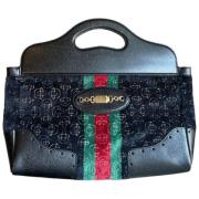 Tweedehands Zwarte Leren Gucci Tas Gucci Vintage , Black , Dames