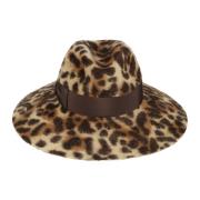 Hoed met Luipaardprint Borsalino , Brown , Dames