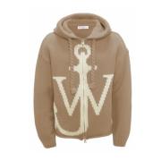 Beige Anchor Rits Voorkant Hoodie JW Anderson , Beige , Heren