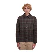 Bruine Tartan Wollen Jas A.p.c. , Brown , Heren