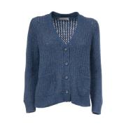 Gebreid Cardigan met knopen en voorzakken Gran Sasso , Blue , Dames