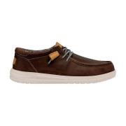 Bruine Wally Grip Leren Mocassin Hey Dude , Brown , Heren