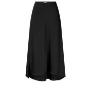 Zwarte Satijnen Midi Rok Dante 6 , Black , Dames