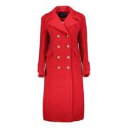 Luxe wollen jas met ambachtelijke knopen Seafarer , Red , Dames