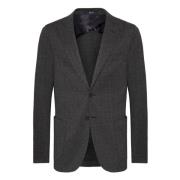 Herringbone Jersey Blazer Style Bari Boggi Milano , Gray , Heren