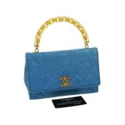 Tweedehands Blauwe Canvas Chanel Tas Chanel Vintage , Blue , Dames