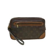 Tweedehands Bruin Canvas Louis Vuitton Marly Dragonne Clutch Tas Louis...