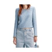 Blauwe Pailletten Boucle Top Self Portrait , Blue , Dames