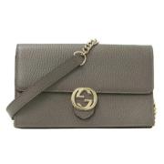 Pre-owned Leather shoppers Gucci Vintage , Gray , Dames