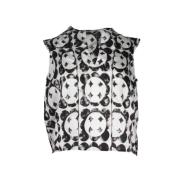 Geometrisch Bedrukte Crop Top van Wit Katoen Saint Laurent , White , D...