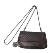 Tweedehands Bruin Leren Bottega Veneta Schoudertas Bottega Veneta Vint...