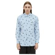 Lacoste Gestreept En Logo Print Shirt Comme des Garçons , Blue , Heren