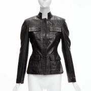 Pre-owned Leather outerwear Gucci Vintage , Black , Dames