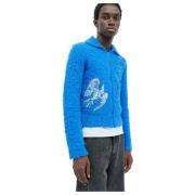 Fluffy Gebreide Cardigan met Ritssluiting ERL , Blue , Heren