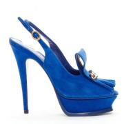 Pre-owned Leather heels Yves Saint Laurent Vintage , Blue , Dames