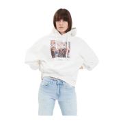 Stijlvolle Fleece Trui Throwback , White , Dames