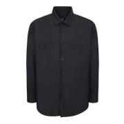 Zwarte relaxte shirt met klieke kraag Lardini , Black , Heren