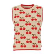 Cherry Gebreid Vest La DoubleJ , Beige , Dames