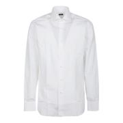 Witte Hals Shirt Barba Napoli , White , Heren