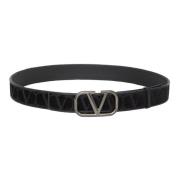 Zwarte Velvet Toile Iconographe Riem Valentino Garavani , Black , Here...