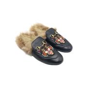 Vintage Leren Loafers met Angry Cat Appliqué Gucci Vintage , Black , D...