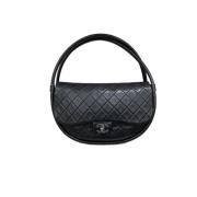 Hula Hop Zwarte Leren Chanel Tas Chanel Vintage , Black , Dames