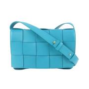 Vintage Leren Crossbody Tas Bottega Veneta Vintage , Blue , Dames