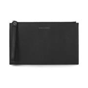 Zwarte leren pochette voor mannen Orciani , Black , Heren