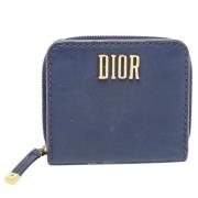 Pre-owned Leather wallets Dior Vintage , Blue , Dames