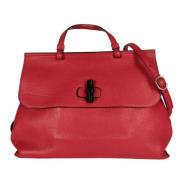 Rode leren Gucci Bamboo handtas Gucci Vintage , Red , Dames