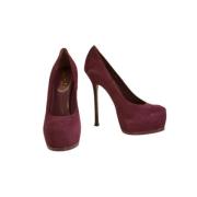 Pre-owned Suede heels Yves Saint Laurent Vintage , Red , Dames