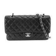 Luxe Leren Schoudertas Chanel Vintage , Black , Dames