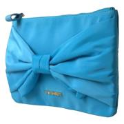 Blauwe Zijden Strik Clutch Tas Twinset , Blue , Dames