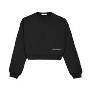 Trendy Kort Katoenen Sweatshirt Hinnominate , Black , Dames