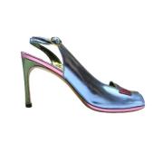 Pre-owned Fabric heels Yves Saint Laurent Vintage , Blue , Dames