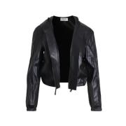 Pre-owned Leather outerwear Valentino Vintage , Black , Dames